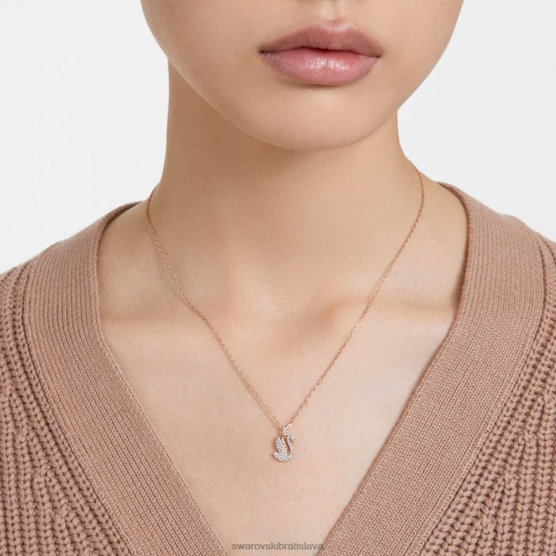 ikonický prívesok labuť labuť, biela, pozlátená ružovým zlatom B8ZNT252 Swarovski šperky - Image 2