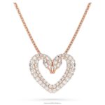 jeden prívesok srdce, biele, pozlátené ružovým zlatom B8ZNT340 Swarovski šperky