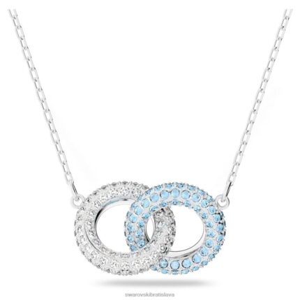 kamenný náhrdelník dlažba, prepletené kruhy, modrá, rhodiované B8ZNT136 Swarovski šperky