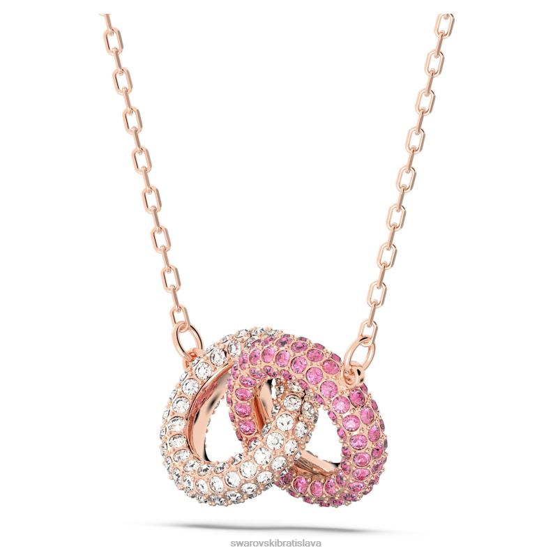 kamenný náhrdelník prepletené kruhy, ružové, pozlátené ružovým zlatom B8ZNT35 Swarovski šperky - Image 4