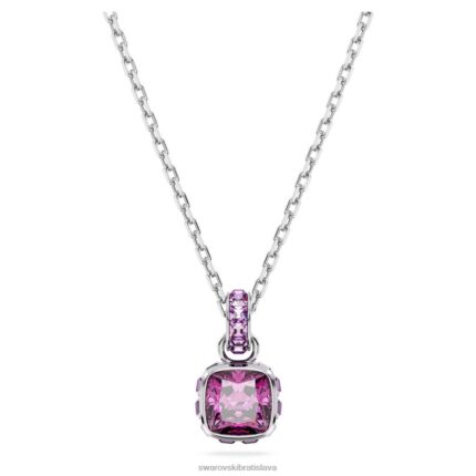 kamienkový prívesok hranatý výbrus február, ružové, rhodiované B8ZNT211 Swarovski šperky