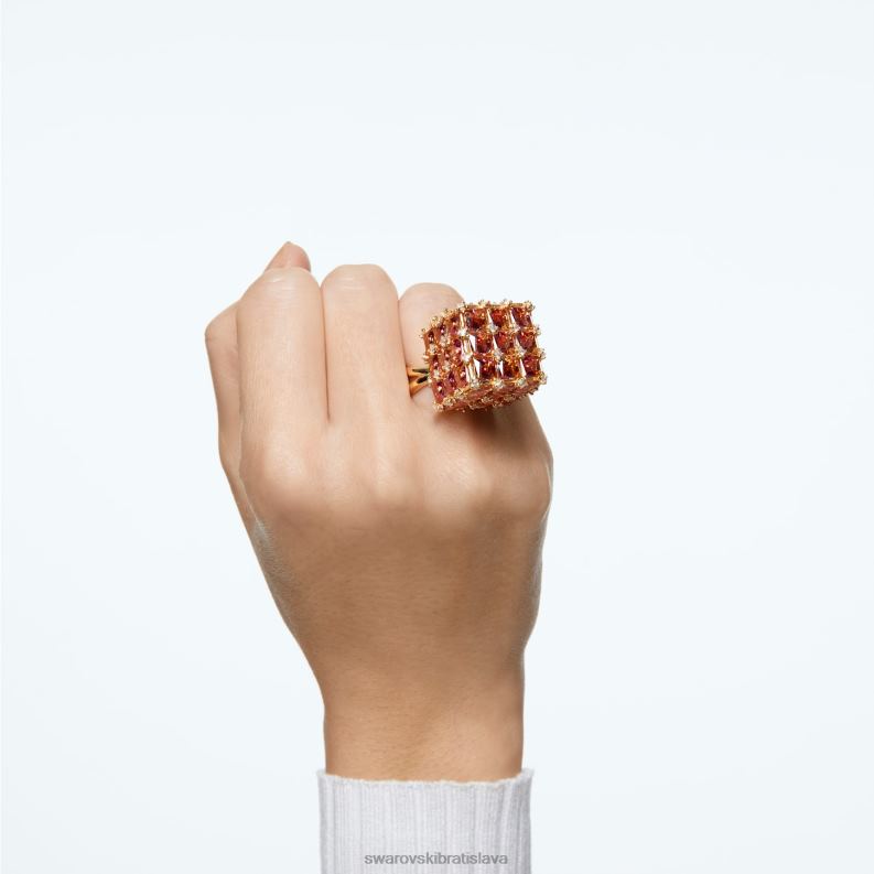 kokteilový prsteň curiosa hranatý rez, oranžová, pozlátená B8ZNT1061 Swarovski šperky - Image 2