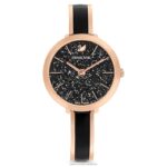 krištáľové rozkošné hodinky švajčiarsky kovový náramok, čierny, povrchová úprava ružové zlato B8ZNT1166 Swarovski príslušenstvo