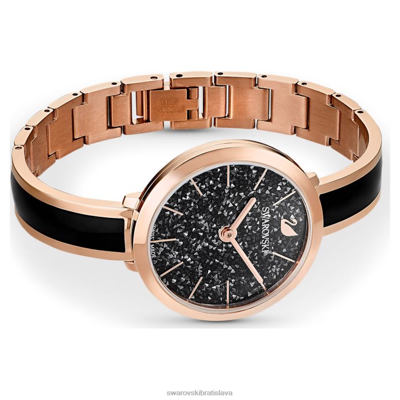 krištáľové rozkošné hodinky švajčiarsky kovový náramok, čierny, povrchová úprava ružové zlato B8ZNT1166 Swarovski príslušenstvo - Image 3