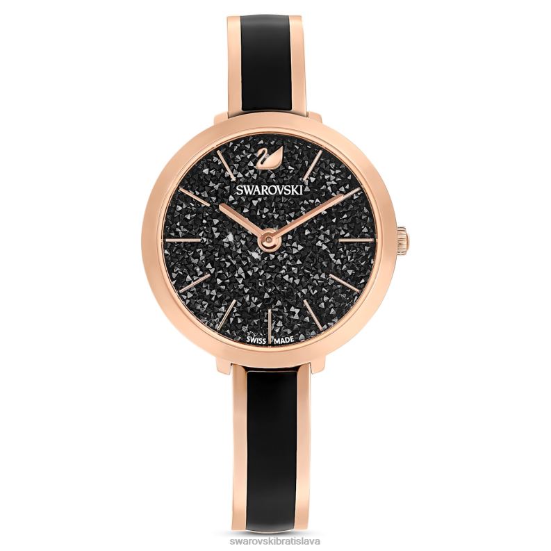 krištáľové rozkošné hodinky švajčiarsky kovový náramok, čierny, povrchová úprava ružové zlato B8ZNT1166 Swarovski príslušenstvo - Image 1