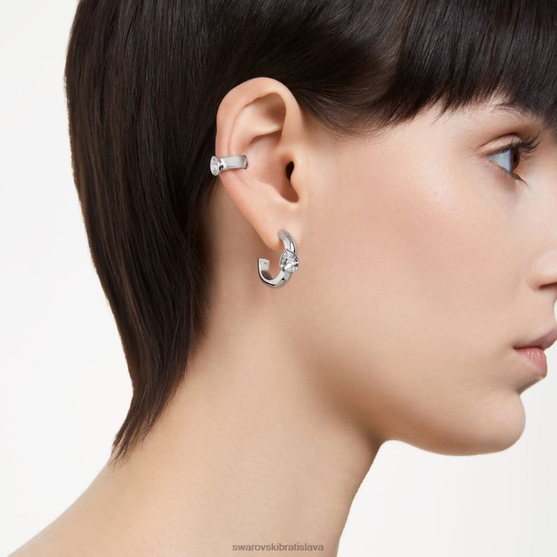 kruhové náušnice dextera s manžetou na uši hruškový rez, biely, rhodiovaný B8ZNT399 Swarovski šperky - Image 2