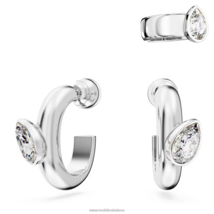 kruhové náušnice dextera s manžetou na uši hruškový rez, biely, rhodiovaný B8ZNT399 Swarovski šperky
