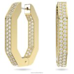kruhové náušnice dextera v tvare osemuholníka, biele, pozlátené B8ZNT880 Swarovski šperky