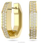kruhové náušnice dextera v tvare osemuholníka, biele, pozlátené B8ZNT913 Swarovski šperky