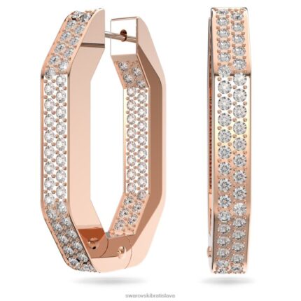 kruhové náušnice dextera v tvare osemuholníka, biele, pozlátené ružovým zlatom B8ZNT893 Swarovski šperky