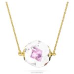 kuriózny náhrdelník plávajúci šatón, ružový, pozlátený B8ZNT149 Swarovski šperky