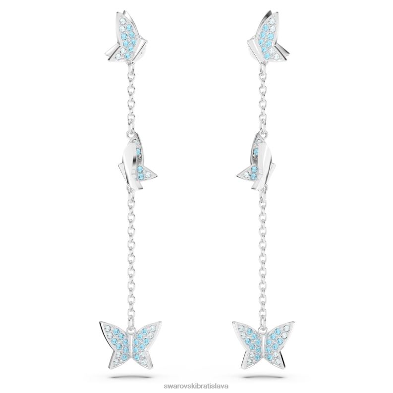 lilia_visiace_nausnice_motyl_modra_rhodiovana_b8znt766_swarovski_sperky.jpg lilia visiace náušnice motýľ, modrá, rhodiovaná B8ZNT766 Swarovski šperky - Image 1