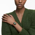 lucentný náramok magnetické zapínanie, nadrozmerný kryštál, zelená, zlatá povrchová úprava B8ZNT604 Swarovski šperky - Image 2