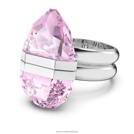 lucentný prsteň magnetické zapínanie, hruškový strih, ružové, rhodiované B8ZNT1077 Swarovski šperky