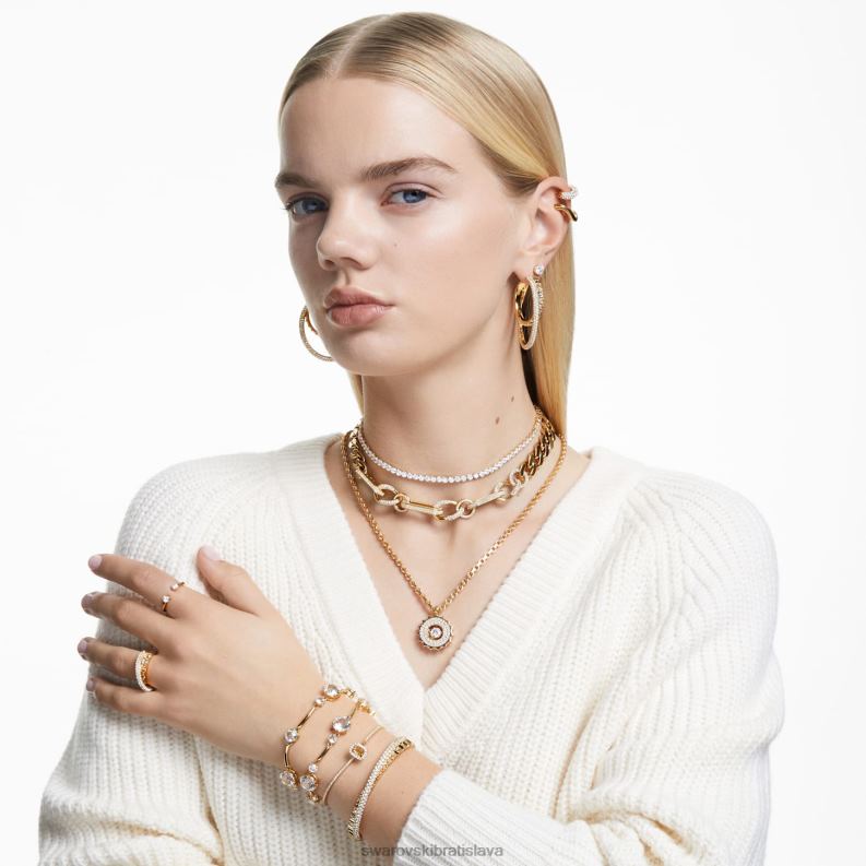 manžeta na uši dextera asymetrický dizajn, biela, pozlátená B8ZNT372 Swarovski šperky - Image 5