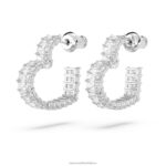matrix kruhové náušnice srdce, biele, rhodiované B8ZNT878 Swarovski šperky - Image 4