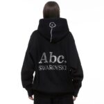 mikina s kapucňou oslnivých bezfarebných predmetov čierna B8ZNT1509 Swarovski mikiny s kapucňou - Image 5