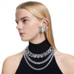 módne labuťkové klipsové náušnice labuť, biela, rhodiovaná B8ZNT948 Swarovski šperky - Image 2