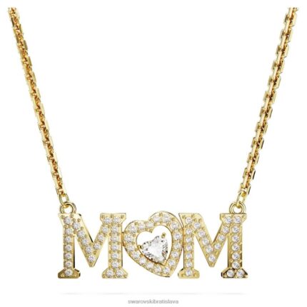 náhrdelník na deň matiek srdce, biele, pozlátené B8ZNT243 Swarovski šperky