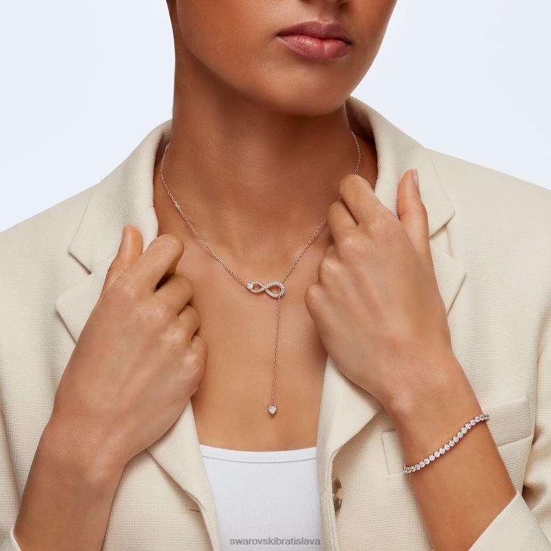 náhrdelník nekonečno y nekonečno, biela, pozlátená ružovým zlatom B8ZNT70 Swarovski šperky - Image 4