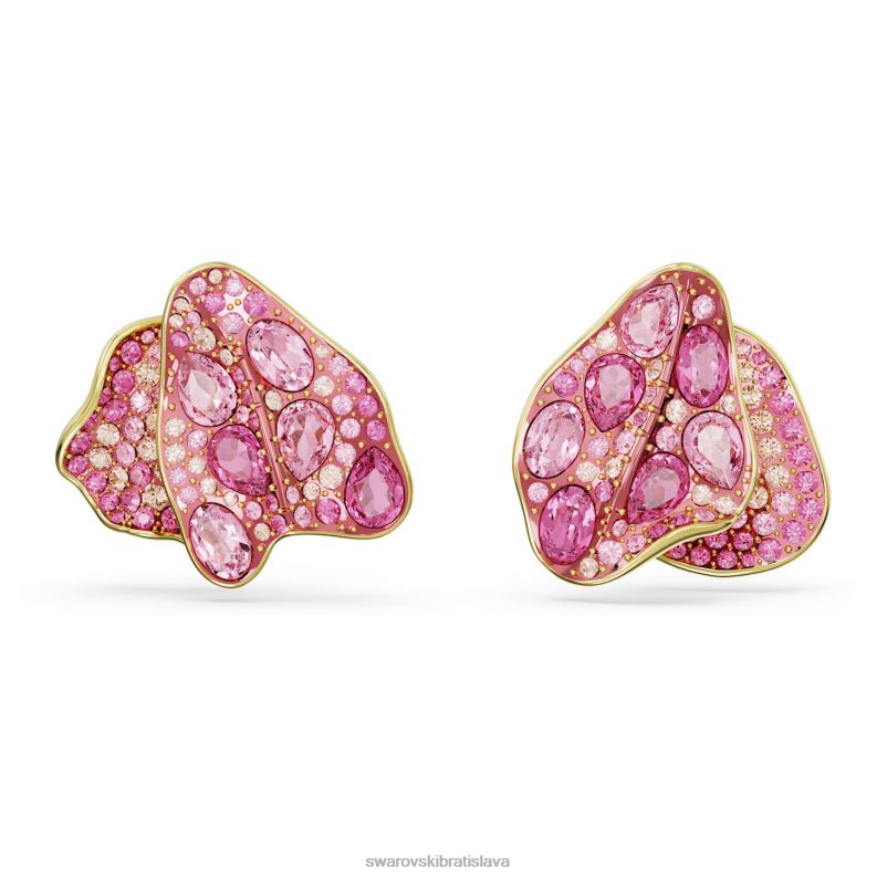napichovacie náušnice florere asymetrické prevedenie, kvetinové, ružové, pozlátené B8ZNT668 Swarovski šperky - Image 1