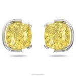 napichovacie náušnice harmonia vankúšový strih, žltý, rhodiovaný B8ZNT708 Swarovski šperky