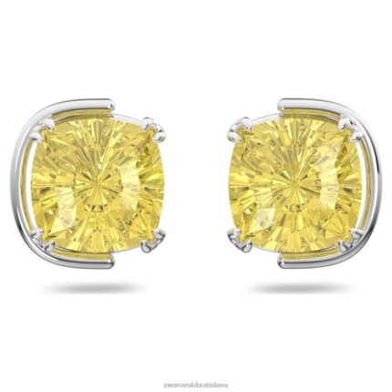 napichovacie náušnice harmonia vankúšový strih, žltý, rhodiovaný B8ZNT708 Swarovski šperky