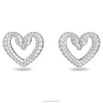 napichovacie náušnice srdce, biele, rhodiované B8ZNT710 Swarovski šperky