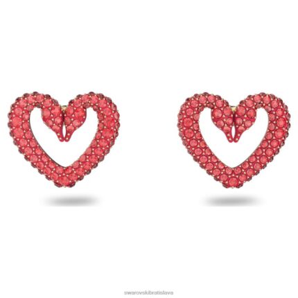 napichovacie náušnice srdce, červené, pozlátené B8ZNT744 Swarovski šperky