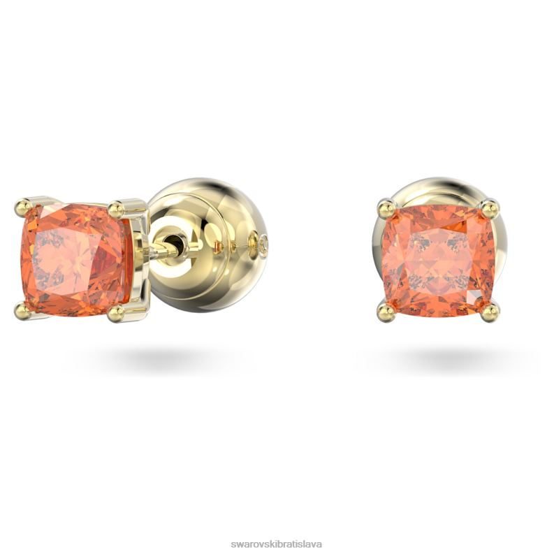 napichovacie náušnice stilla vankúšový strih, oranžová, pozlátená B8ZNT698 Swarovski šperky - Image 3