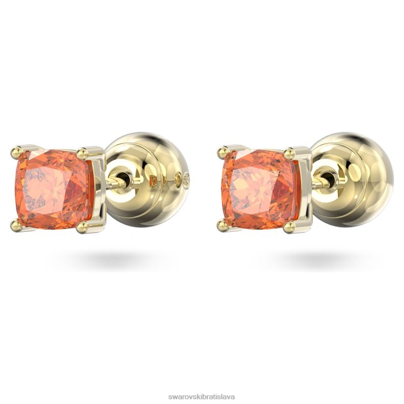 napichovacie náušnice stilla vankúšový strih, oranžová, pozlátená B8ZNT698 Swarovski šperky - Image 4