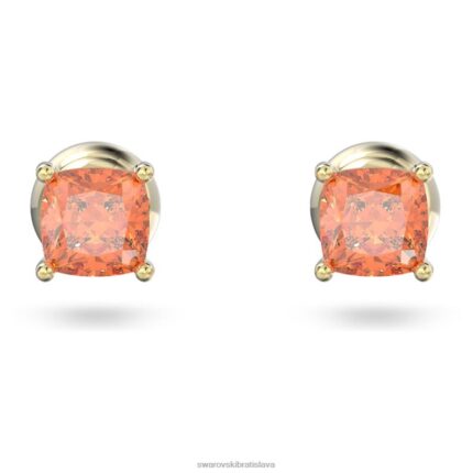 napichovacie náušnice stilla vankúšový strih, oranžová, pozlátená B8ZNT698 Swarovski šperky