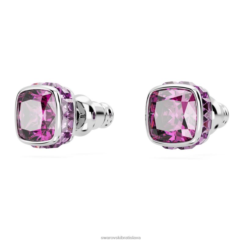 napichovacie náušnice štvorcového strihu február, ružové, rhodiované B8ZNT735 Swarovski šperky - Image 4