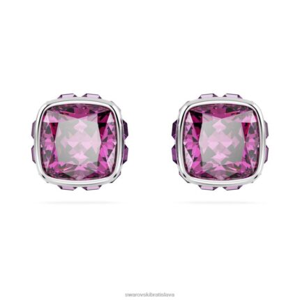 napichovacie náušnice štvorcového strihu február, ružové, rhodiované B8ZNT735 Swarovski šperky