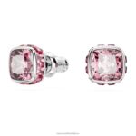 napichovacie náušnice štvorcového strihu október, ružová, rhodiovaná B8ZNT725 Swarovski šperky - Image 3