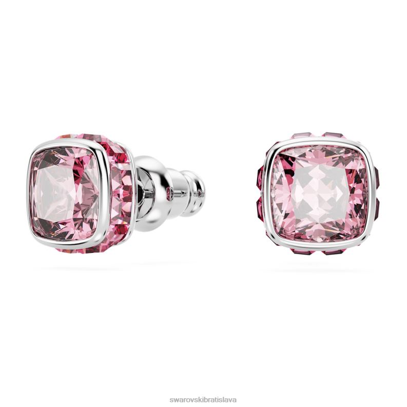 napichovacie náušnice štvorcového strihu október, ružová, rhodiovaná B8ZNT725 Swarovski šperky - Image 3