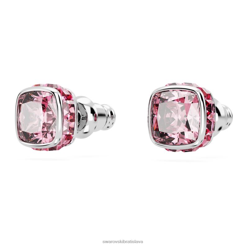 napichovacie náušnice štvorcového strihu október, ružová, rhodiovaná B8ZNT725 Swarovski šperky - Image 4