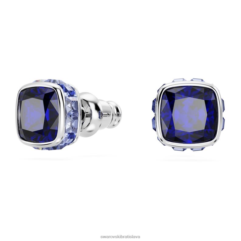 napichovacie náušnice štvorcového strihu september, modrá, rhodiovaná B8ZNT729 Swarovski šperky - Image 3