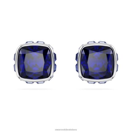 napichovacie náušnice štvorcového strihu september, modrá, rhodiovaná B8ZNT729 Swarovski šperky