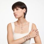 napichovacie náušnice volta mašľa, biela, pozlátená ružovým zlatom B8ZNT720 Swarovski šperky - Image 2