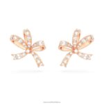napichovacie náušnice volta mašľa, biela, pozlátená ružovým zlatom B8ZNT720 Swarovski šperky
