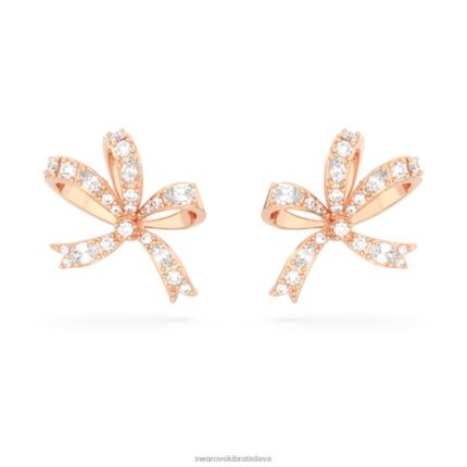 napichovacie náušnice volta mašľa, biela, pozlátená ružovým zlatom B8ZNT720 Swarovski šperky