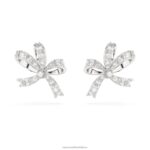 napichovacie náušnice volta mašlička, biela, rhodiovaná B8ZNT714 Swarovski šperky
