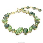 náramok gema zmiešané strihy, zelené, pozlátené B8ZNT534 Swarovski šperky