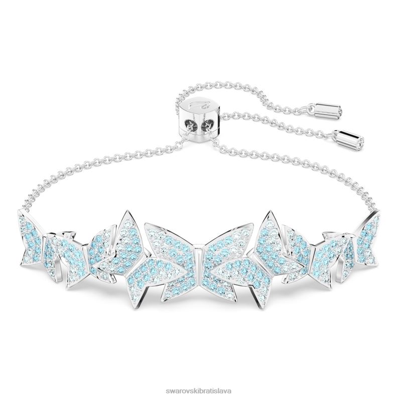 naramok_lilia_motyl_modra_rhodiovana_b8znt477_swarovski_sperky.jpg náramok lilia motýľ, modrá, rhodiovaná B8ZNT477 Swarovski šperky - Image 1