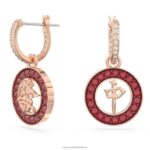náušnice alea červená, pozlátená ružovým zlatom B8ZNT818 Swarovski šperky