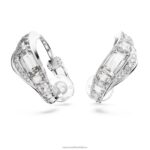 náušnice hyperbola klip uhlíkovo neutrálny oxid zirkoničitý, zmiešané rezy, biely, rhodiovaný B8ZNT940 Swarovski šperky - Image 3