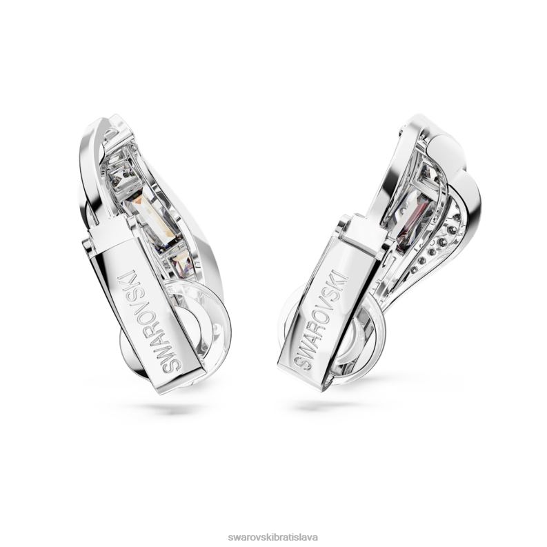 náušnice hyperbola klip uhlíkovo neutrálny oxid zirkoničitý, zmiešané rezy, biely, rhodiovaný B8ZNT940 Swarovski šperky - Image 5