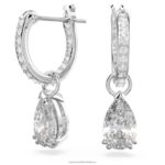 obručové náušnice tisícročia hruškový rez, biely, rhodiovaný B8ZNT762 Swarovski šperky