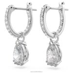 obručové náušnice tisícročia hruškový rez, biely, rhodiovaný B8ZNT762 Swarovski šperky - Image 3